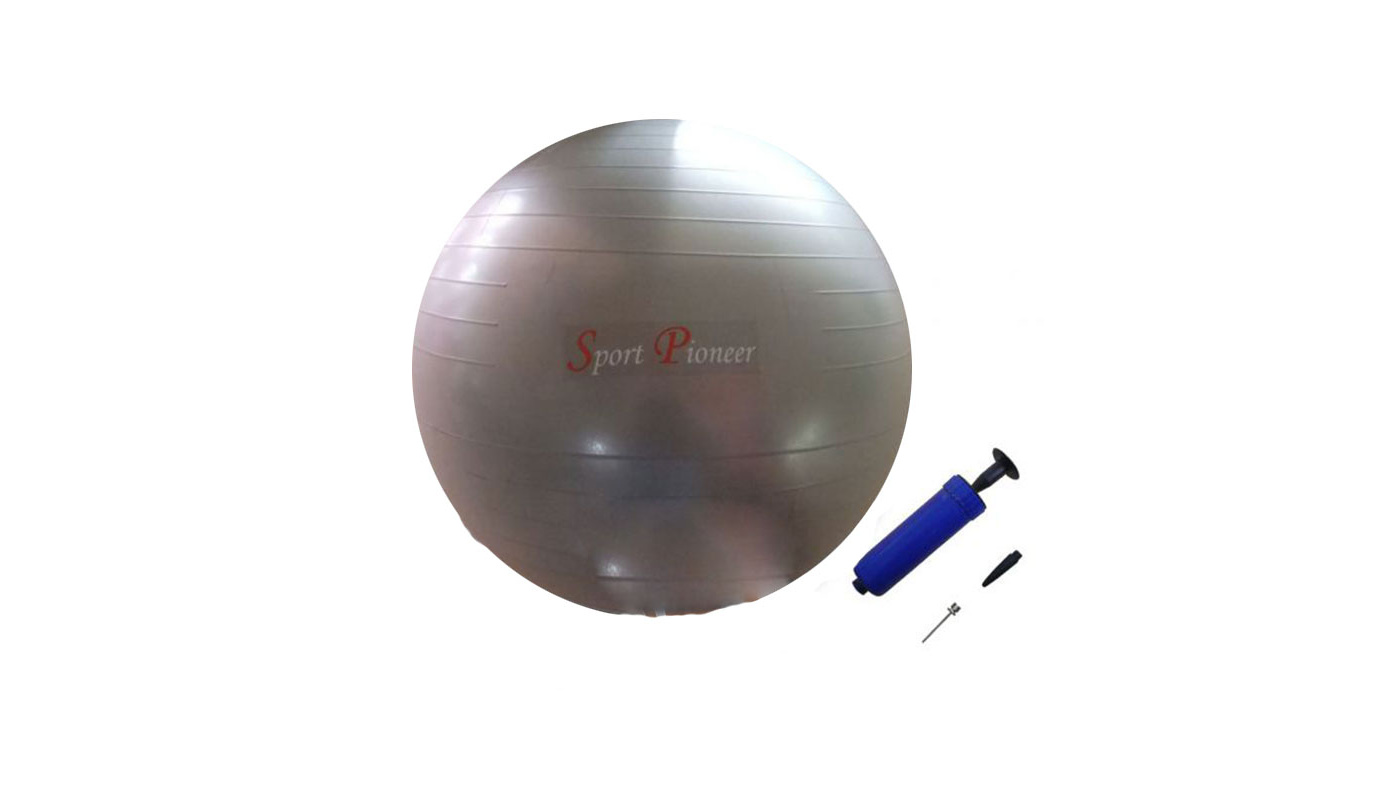 Мяч гимнастический с насосом 65 см. серый