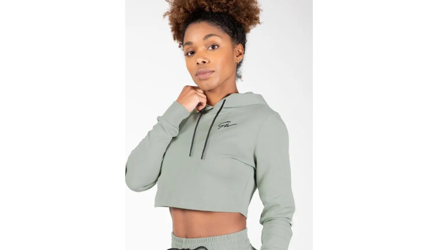 Женская укороченная толстовка "Pixley" GW-91522 серо-зеленая