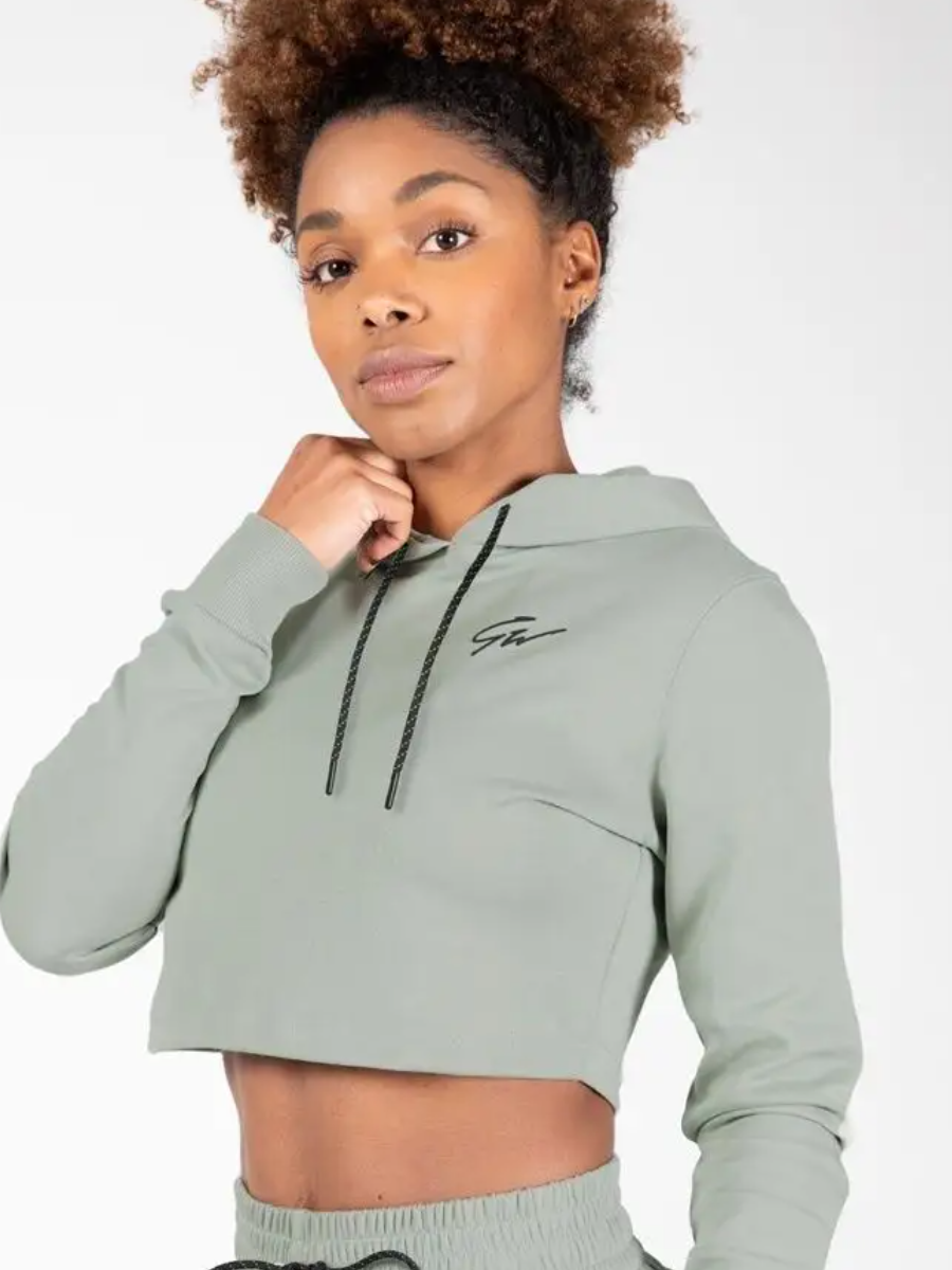 Женская укороченная толстовка "Pixley" GW-91522 серо-зеленая