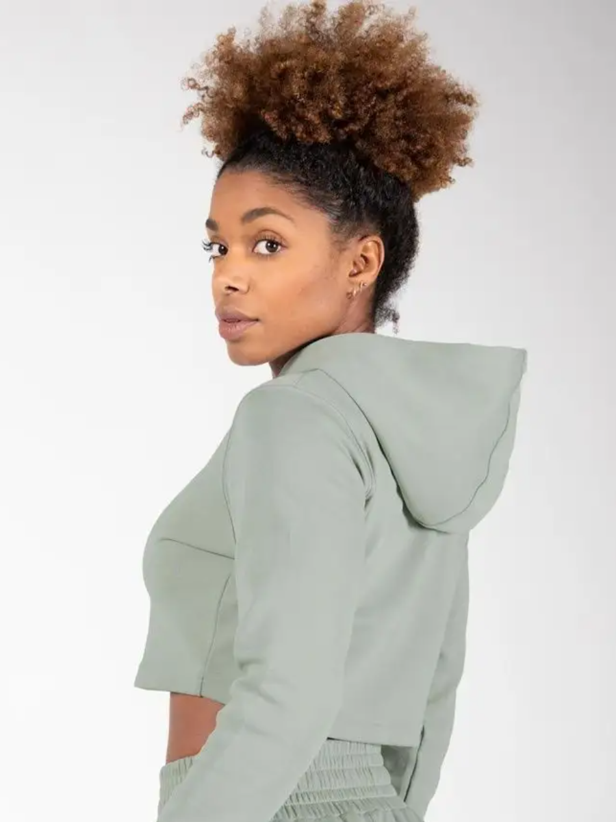 Женская укороченная толстовка "Pixley" GW-91522 серо-зеленая