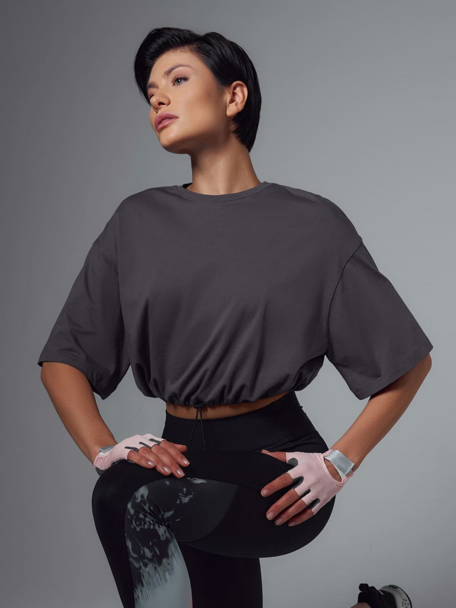 Укороченная футболка свободного силуэта 3W09.875.2