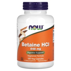 NOW Betaine HCl 648 мг 120 капсул
