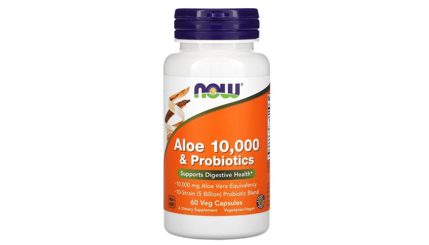 NOW Aloe 10000 & Probiotics 60 капс.