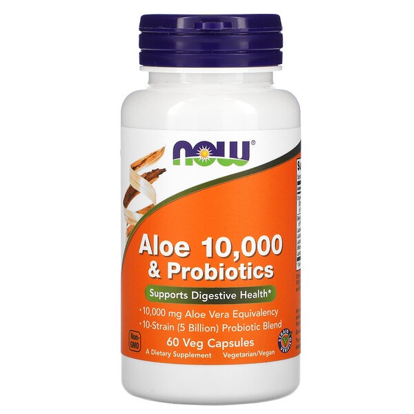 NOW Aloe 10000 & Probiotics 60 капс.