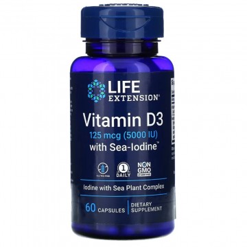 Life Extension Vitamin D3 with Sea-Iodine 5000МЕ 60 гелевых капсул