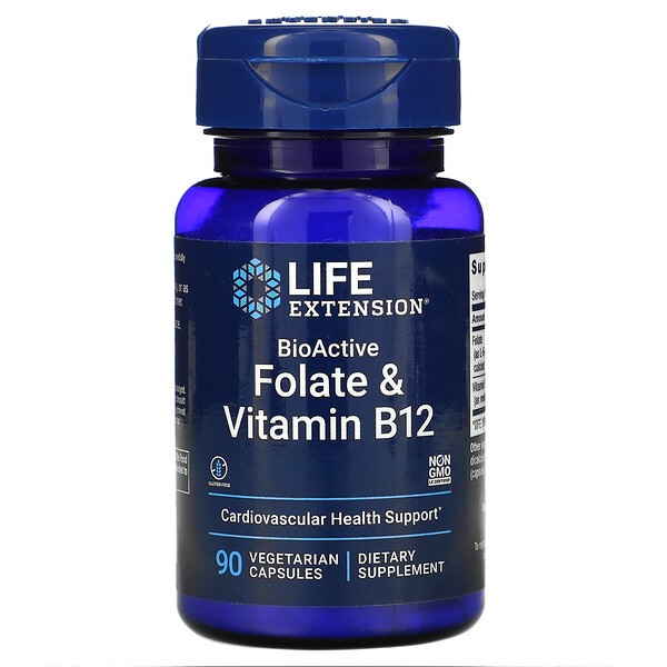 Life Extension BioActive Folate & Vitamin B-12 90 капс
