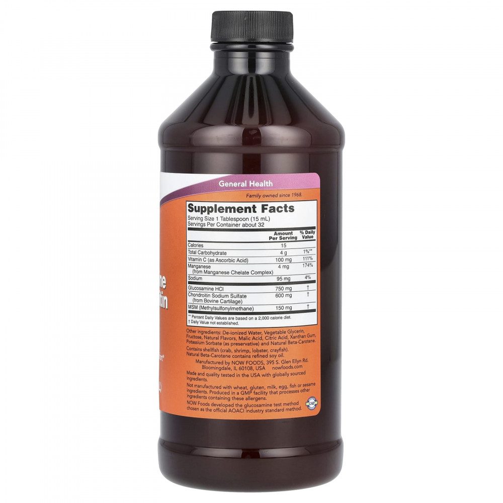 NOW Liquid Glucosamine&Chondroitin with MSM 473 мл