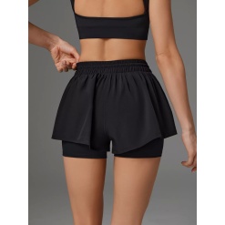 Двойные спортивные шорты черные